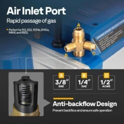 1.5 HP 14.4 CFM 2 Stage HVAC Vacuum Pump For R134a R12 R22 R502 R410a Systems -Fire Place Store vivohome hvac tools wal vh1448us 1f 1000