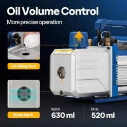 1.5 HP 14.4 CFM 2 Stage HVAC Vacuum Pump For R134a R12 R22 R502 R410a Systems -Fire Place Store vivohome hvac tools wal vh1448us 44 1000