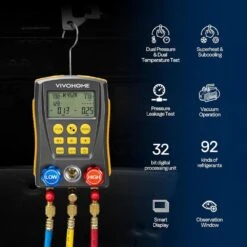 Refrigeration Digital Manifold HVAC System Gauge Set -Fire Place Store vivohome hvac tools wal vh1472us 44 1000
