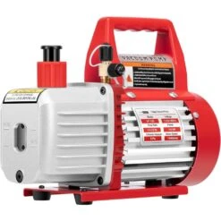 110-Volt 1/4 HP 3.5 CFM Single Stage Rotary Vane Air Vacuum Pump With Oil Bottle In Red