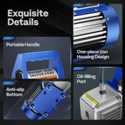 110V 1/3 HP 4CFM Single Stage Rotary Vane Air Vacuum Pump And R134a AC Manifold Gauge Set Kit -Fire Place Store vivohome hvac tools x001zcvosf 44 1000