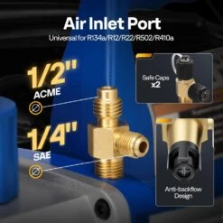 110-Volt 1/2 HP 5 CFM Dual Stage Rotary Vane HVAC Air Vacuum Pump With Oil Bottle -Fire Place Store vivohome hvac tools x001ze5n03 4f 1000