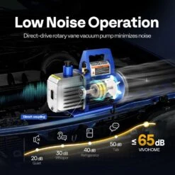 110-Volt 1/2 HP 5 CFM Dual Stage Rotary Vane HVAC Air Vacuum Pump With Oil Bottle -Fire Place Store vivohome hvac tools x001ze5n03 76 1000