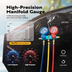 3.5 CFM Single Stage Rotary Vane Air Vacuum Pump And R134a AC Manifold Gauge Set For Refrigeration Recharging 10 3.5 CFM Single Stage Rotary Vane Air Vacuum Pump And R134a AC Manifold Gauge Set For Refrigeration Recharging -Fire Place Store vivohome hvac tools x0028gy8tj 1f 1000