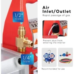 110V 1/3 HP 4CFM Single Stage Rotary Vane Air Vacuum Pump And R134a AC Manifold Gauge Set Kit With Leak Detector In Red -Fire Place Store vivohome hvac tools x0037dg5ur 1f 1000