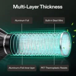 4 In. X 8 Ft. Aluminum Flexible Dryer Vent Hose With 2-Clamps For HVAC Ventilation -Fire Place Store vivosun gas fittings connectors 306104 48j 4f 1000