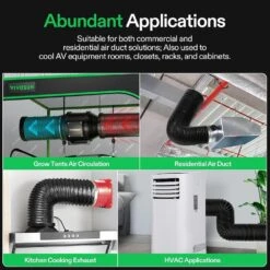 4 In., X 8 Ft. Aluminum Black Flexible Dryer Vent Hose With 2-Clamps For HVAC Ventilation -Fire Place Store vivosun gas fittings connectors 306109 48c fa 1000