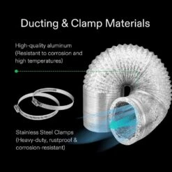 6 In. X 8 Ft. Aluminum Flexible Dryer Vent Hose With 2-Clamps For HVAC Ventilation -Fire Place Store vivosun gas fittings connectors wal 306104 68j 1f 1000