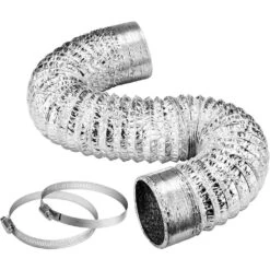 6 In. X 8 Ft. Aluminum Flexible Dryer Vent Hose With 2-Clamps For HVAC Ventilation