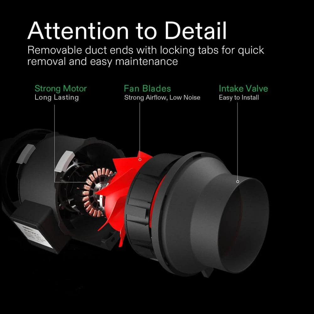 6 In. 390 CFM Inline Duct Fan With 6 In. X 18 In. Carbon Filter Odor Control System 6 6 In. 390 CFM Inline Duct Fan With 6 In. X 18 In. Carbon Filter Odor Control System - Image 6