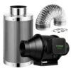 AeroZesh 4 In. 208 CFM Smart Inline Duct Fan Kit With Carbon Filter And Ducting