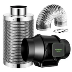 AeroZesh 6 In. 405 CFM Smart Inline Duct Fan Kit With Carbon Filter And Ducting