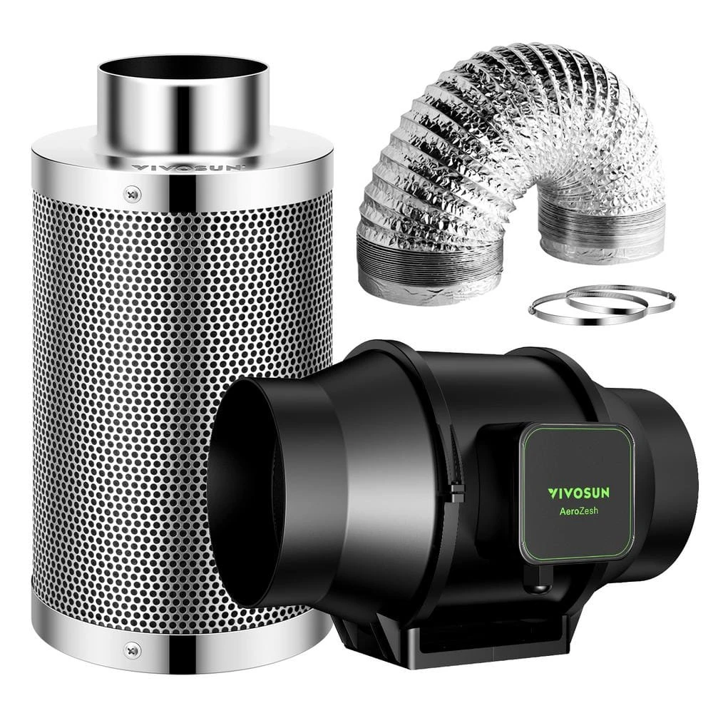 AeroZesh 6 In. 405 CFM Smart Inline Duct Fan Kit With Carbon Filter And Ducting 1 AeroZesh 6 In. 405 CFM Smart Inline Duct Fan Kit With Carbon Filter And Ducting