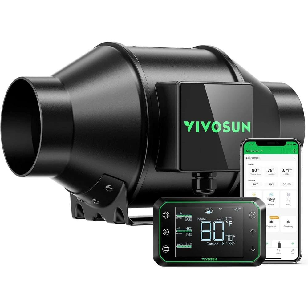 AeroZesh G4 4 In. 195 CFM Inline Duct Fan With GrowHub E42A Temperature Humidity WiFi-Controller 1 AeroZesh G4 4 In. 195 CFM Inline Duct Fan With GrowHub E42A Temperature Humidity WiFi-Controller