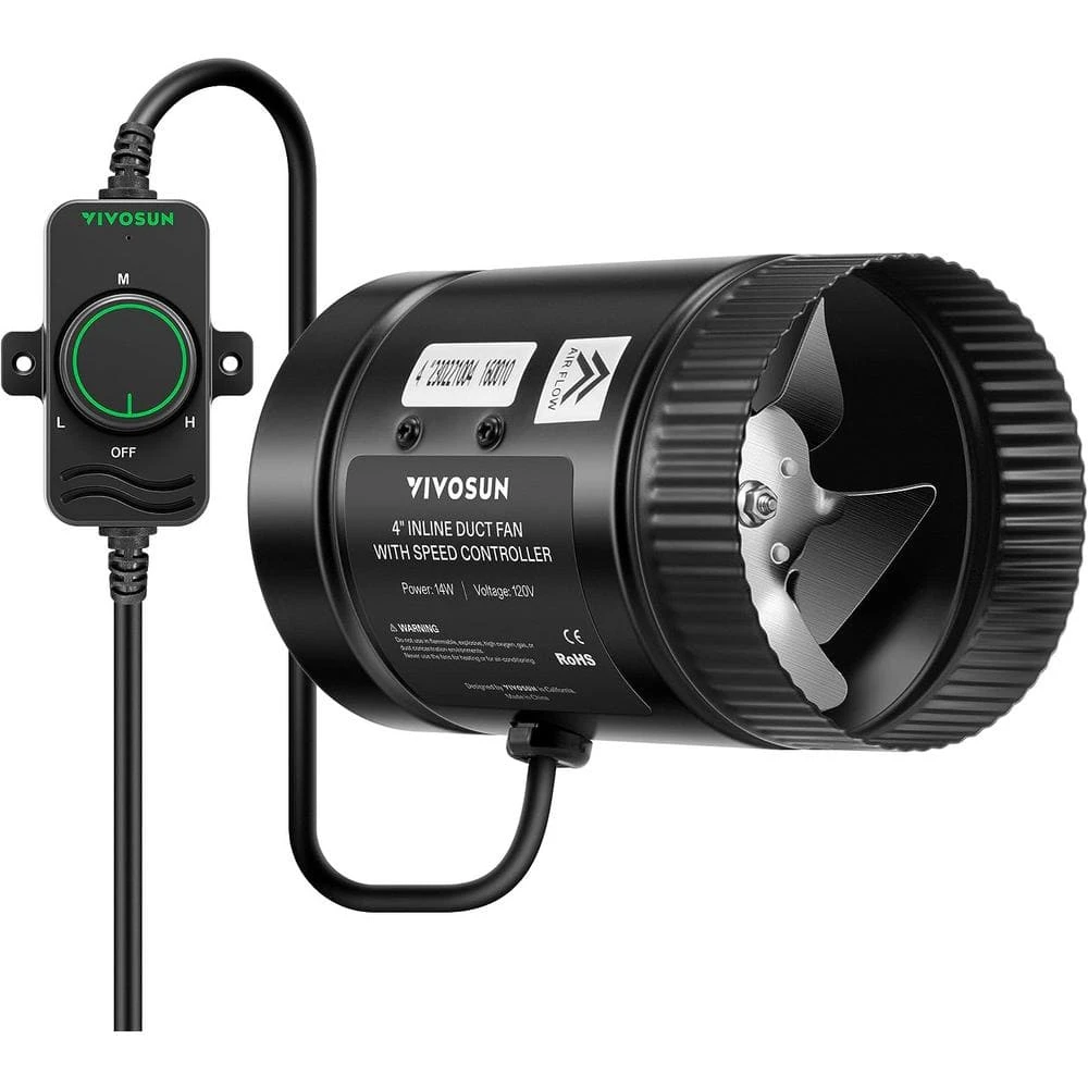 106 CFM 4 In. Inline Booster Duct Fan With Speed Controller For HVAC Exhaust Ventilation 1 106 CFM 4 In. Inline Booster Duct Fan With Speed Controller For HVAC Exhaust Ventilation