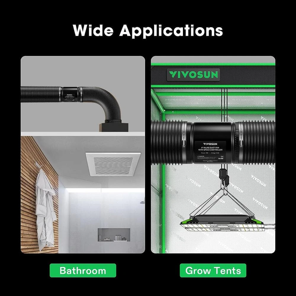 106 CFM 4 In. Inline Booster Duct Fan With Speed Controller For HVAC Exhaust Ventilation 7 106 CFM 4 In. Inline Booster Duct Fan With Speed Controller For HVAC Exhaust Ventilation - Image 7