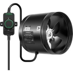 430 CFM 8 In. Inline Booster Duct Fan With Speed Controller For HVAC Exhaust Ventilation