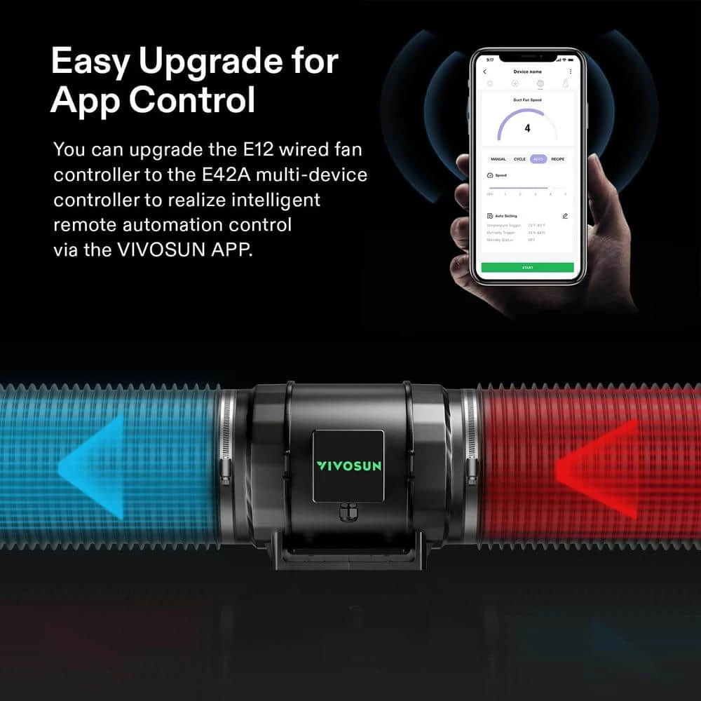 AeroZesh S6 6 In. Inline Duct Fan With E12 Speed Controller, Carbon Filter, 8 Ft. Ducting Ventilation System 4 AeroZesh S6 6 In. Inline Duct Fan With E12 Speed Controller, Carbon Filter, 8 Ft. Ducting Ventilation System - Image 4