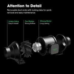 AeroZesh S6 6 In. Inline Duct Fan With E12 Speed Controller, Carbon Filter, 8 Ft. Ducting Ventilation System 8 AeroZesh S6 6 In. Inline Duct Fan With E12 Speed Controller, Carbon Filter, 8 Ft. Ducting Ventilation System -Fire Place Store vivosun grow room ventilation wal vsvc azs6 c3 1000