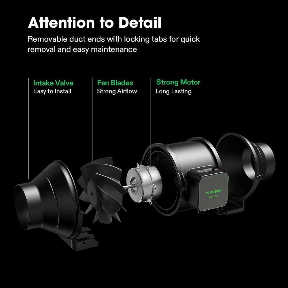 AeroZesh S6 6 In. Inline Duct Fan With E12 Speed Controller, Carbon Filter, 8 Ft. Ducting Ventilation System 2 AeroZesh S6 6 In. Inline Duct Fan With E12 Speed Controller, Carbon Filter, 8 Ft. Ducting Ventilation System - Image 2