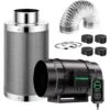 AeroZesh S8 8 In. Inline Duct Fan With E12 Speed Controller, Carbon Filter, 25 Ft. Ducting Ventilation System