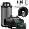 AeroZesh T4 4 In. Inline Duct Fan With GrowHub E42A Controller, 4 In. Black Carbon Filter And 8 Ft. Ducting