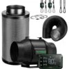 AeroZesh T6 6 In. Inline Duct Fan Kit With GrowHub E42A Controller, 6 In. Black Carbon Filter And 8 Ft. Ducting