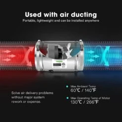 8 In. 420 CFM Inline Duct Fan With 5.5 Ft. Grounded Power Cord -Fire Place Store vivosun grow room ventilation x000yyf49p 1f 1000