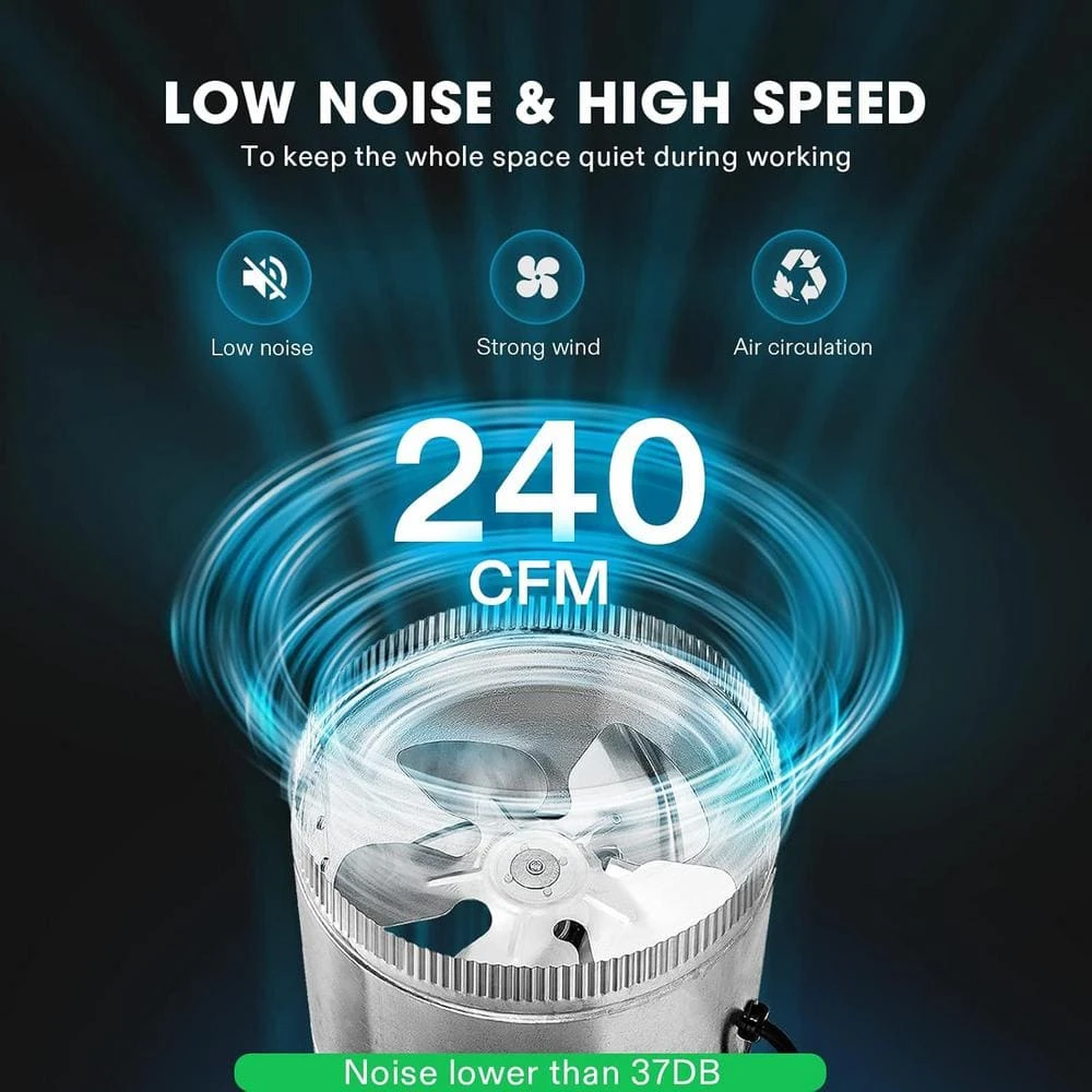 6 In. 240 CFM Inline Duct Fan With 5.5 Ft. Grounded Power Cord 4 6 In. 240 CFM Inline Duct Fan With 5.5 Ft. Grounded Power Cord - Image 4