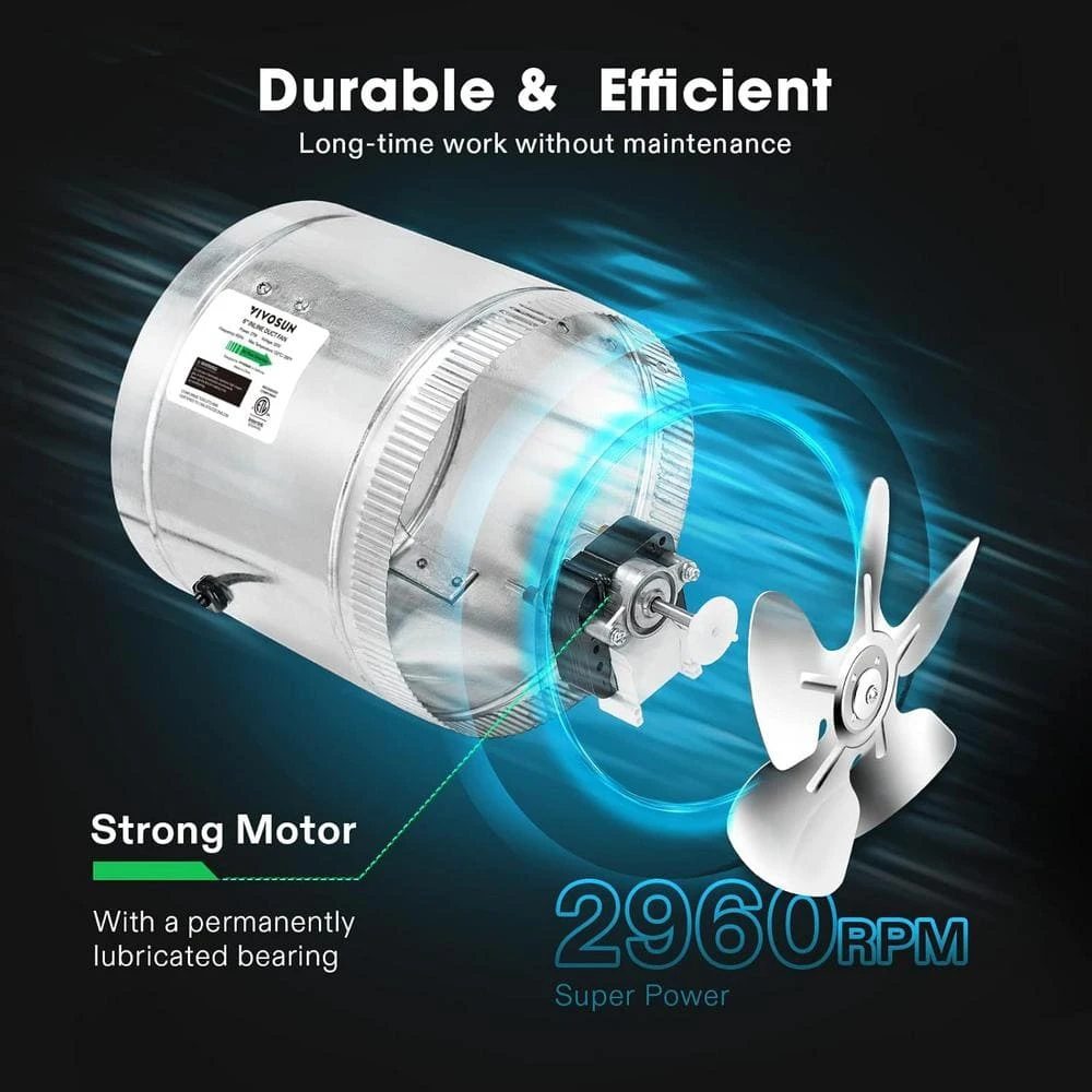 6 In. 240 CFM Inline Duct Fan With 5.5 Ft. Grounded Power Cord 3 6 In. 240 CFM Inline Duct Fan With 5.5 Ft. Grounded Power Cord - Image 3