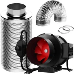 6 In. 390 CFM Inline Fan With Speed Controller, 6 In. Carbon Filter And 16 Ft. Of Ducting