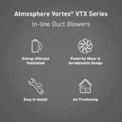Vortex 8 In. Low Powerfan Inline Duct Fan -Fire Place Store vortex grow room ventilation vtx800l 4f 1000