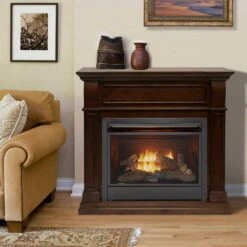 Dual Fuel Ventless Gas Fireplace - 26,000 BTU, Remote Control, Walnut Finish -Fire Place Store walnut duluth forge gas fireplaces 170154 31 1000