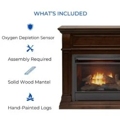 Dual Fuel Ventless Gas Fireplace - 26,000 BTU, Remote Control, Walnut Finish -Fire Place Store walnut duluth forge gas fireplaces 170154 44 1000