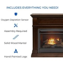 Dual Fuel Ventless Gas Fireplace - 26,000 BTU, T-Stat Control, Walnut Finish -Fire Place Store walnut duluth forge gas fireplaces 170155 44 1000