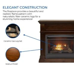 Dual Fuel Ventless Gas Fireplace - 26,000 BTU, T-Stat Control, Walnut Finish -Fire Place Store walnut duluth forge gas fireplaces 170155 c3 1000