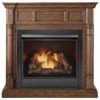 32,000 BTU Vent Free Natural Gas Fireplace System And Walnut Mantel With Remote Control