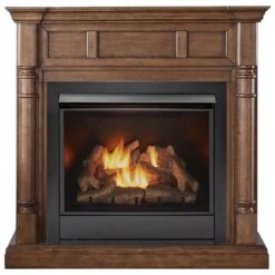 FDI32R-M-WN Full Size Dual Fuel Ventless Fireplace - 32,000 BTU, Remote Control, Walnut Finish