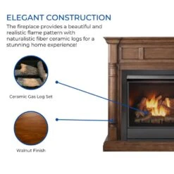 FDI32R-M-WN Full Size Dual Fuel Ventless Fireplace - 32,000 BTU, Remote Control, Walnut Finish -Fire Place Store walnut duluth forge gas fireplaces 179201 c3 1000