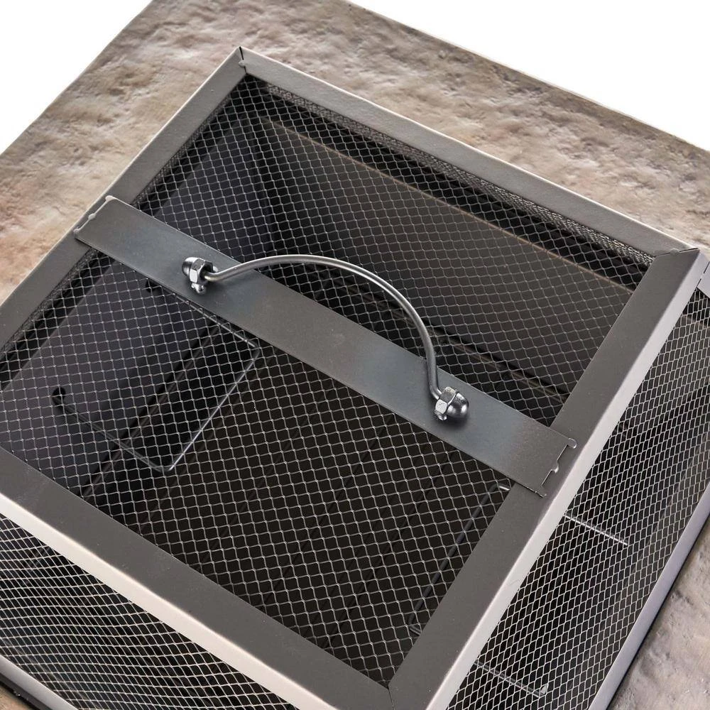 28.7 In. W X 22 In. H Stone Square Wood Burning Outdoor Fire Pit In Warm Gray 6 28.7 In. W X 22 In. H Stone Square Wood Burning Outdoor Fire Pit In Warm Gray - Image 6