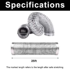 3 In. X 25 Ft. Fire-Rated Flexible Aluminum Duct For HVAC Ventilation-High Temp Resistance & Easy Installation​ -Fire Place Store wellco flexible ductwork clb325 1f 1000