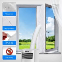 13 Ft. Portable Air Conditioner Window Seal Kit With Zip And Adhesive, Air Conditioning Windscreen Cloth Without Hose -Fire Place Store wellco grow room ventilation ktmfb4m 4f 1000