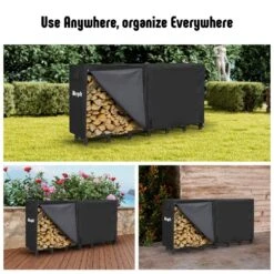 8 FT Firewood Rack Outdoor, Heavy Duty Indoor& Outdoor Firewood Storage Rack, Outdoor Firewood Rack With Cover -Fire Place Store werph firewood racks b2bwr008 fa 1000