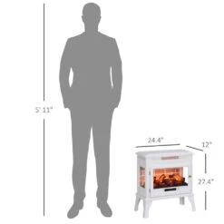 24 In. White Freestanding Metal Electric Fireplace Stove With Remote, Realistic 3D Flame Effect, Overheat Protection 11 24 In. White Freestanding Metal Electric Fireplace Stove With Remote, Realistic 3D Flame Effect, Overheat Protection -Fire Place Store white afaif freestanding electric fireplaces hddj142066 4f 1000