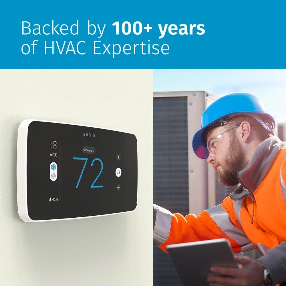 Emerson Sensi Touch 2 Wi-Fi 7-Day Programmable Thermostat, Touchscreen Color Display, Data Privacy, C-Wire Required-White 10 Emerson Sensi Touch 2 Wi-Fi 7-Day Programmable Thermostat, Touchscreen Color Display, Data Privacy, C-Wire Required-White - Image 10