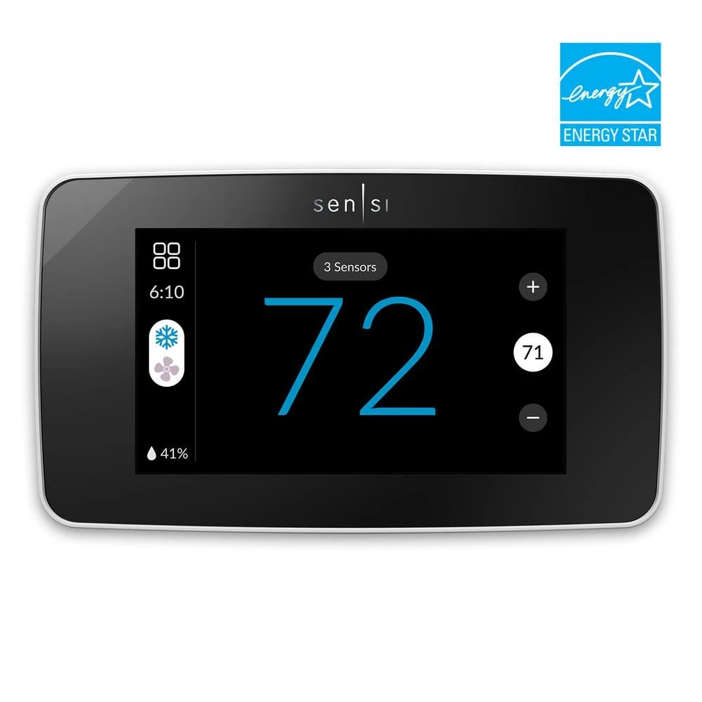 Emerson Sensi Touch 2 Wi-Fi 7-Day Programmable Thermostat, Touchscreen Color Display, Data Privacy, C-Wire Required-White 3 Emerson Sensi Touch 2 Wi-Fi 7-Day Programmable Thermostat, Touchscreen Color Display, Data Privacy, C-Wire Required-White - Image 3