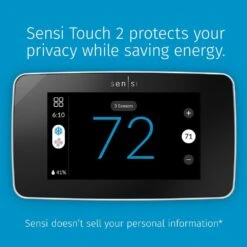 Emerson Sensi Touch 2 Wi-Fi 7-Day Programmable Thermostat, Touchscreen Color Display, Data Privacy, C-Wire Required-White 15 Emerson Sensi Touch 2 Wi-Fi 7-Day Programmable Thermostat, Touchscreen Color Display, Data Privacy, C-Wire Required-White -Fire Place Store white beveled edge emerson programmable thermostats st76w c3 1000