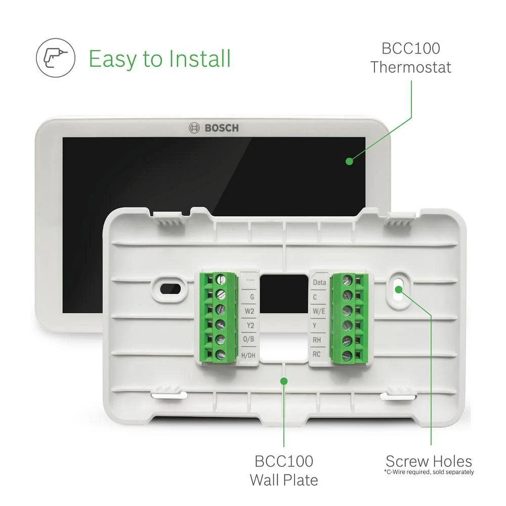 Bosch BCC100 Connected Control 7-Day Wi-Fi Internet 4-Stage Programmable Color Touchscreen Thermostat With Weather Access 5 Bosch BCC100 Connected Control 7-Day Wi-Fi Internet 4-Stage Programmable Color Touchscreen Thermostat With Weather Access - Image 5