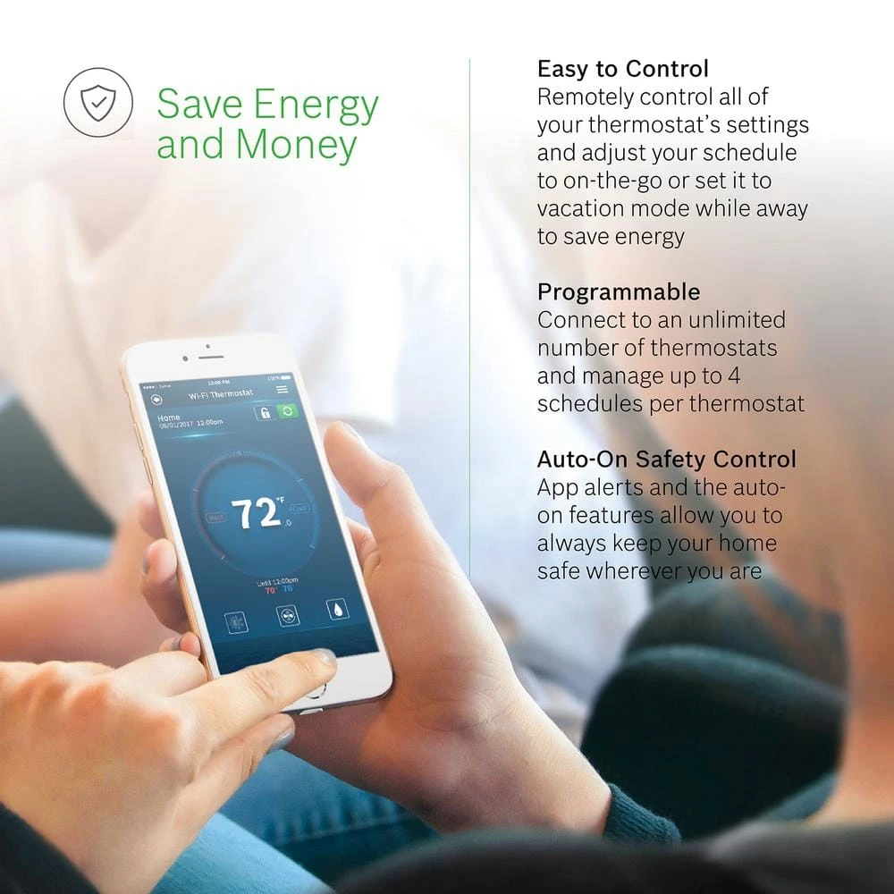 Bosch BCC100 Connected Control 7-Day Wi-Fi Internet 4-Stage Programmable Color Touchscreen Thermostat With Weather Access 6 Bosch BCC100 Connected Control 7-Day Wi-Fi Internet 4-Stage Programmable Color Touchscreen Thermostat With Weather Access - Image 6