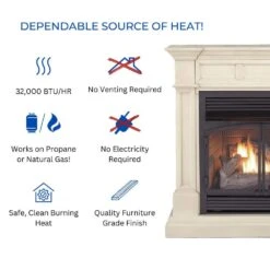 Dual Fuel Ventless Gas Fireplace 32,000 BTU, Remote Control, Antique White Finish -Fire Place Store white duluth forge gas fireplaces 170107 c3 1000